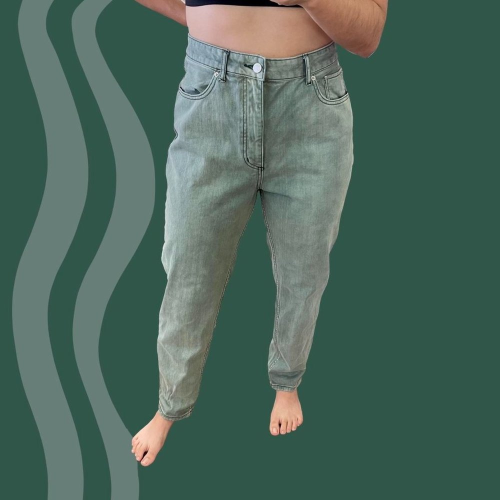 Green/teal wash denim